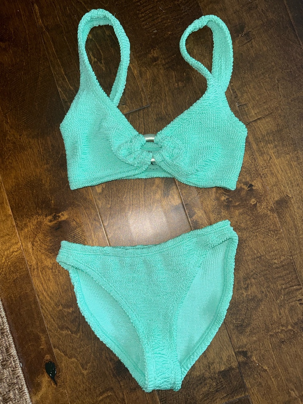 Hunza G Mint Green Textured Twist Bikini
